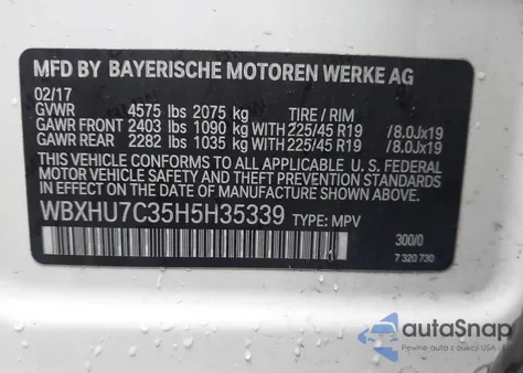 2017 BMW X1 Sdrive28I z USA, uszkodzony, nr VIN WBXHU7C35H5H35339